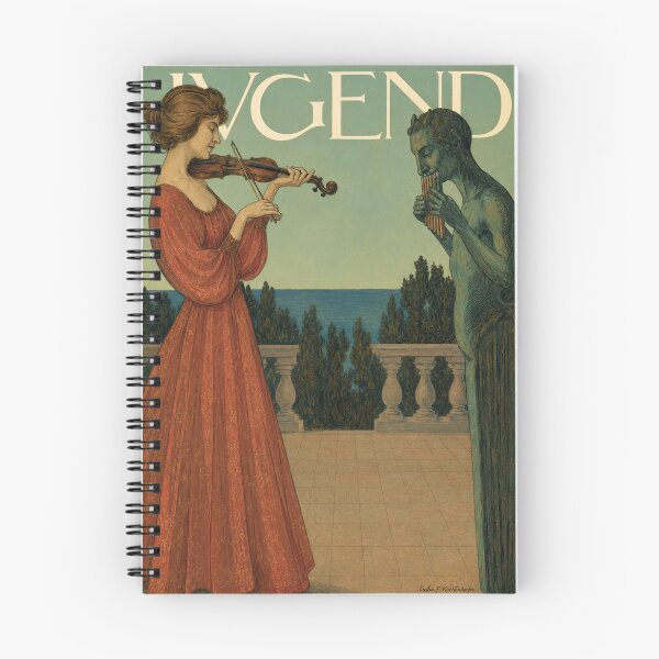 Item preview, Jugend 1899 - Violin and Pan Flute - Art Nouveau Vintage Violinist Wall Art for Music Lovers designed and sold by RickE.