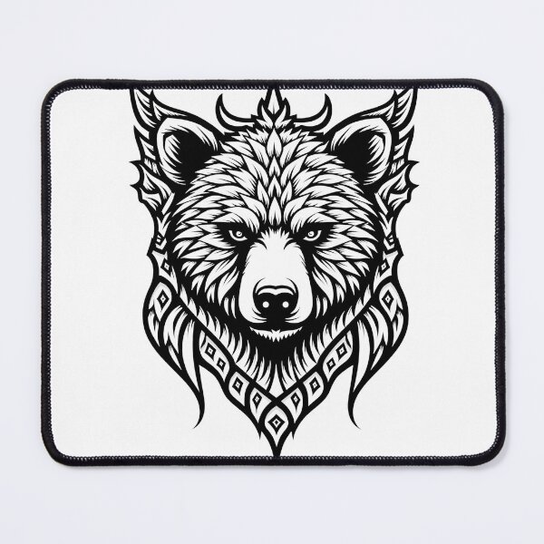 Item preview, Bold Tribal Bear Head Line Art - Geometric Ornamentation designed and sold by Qubivibe.