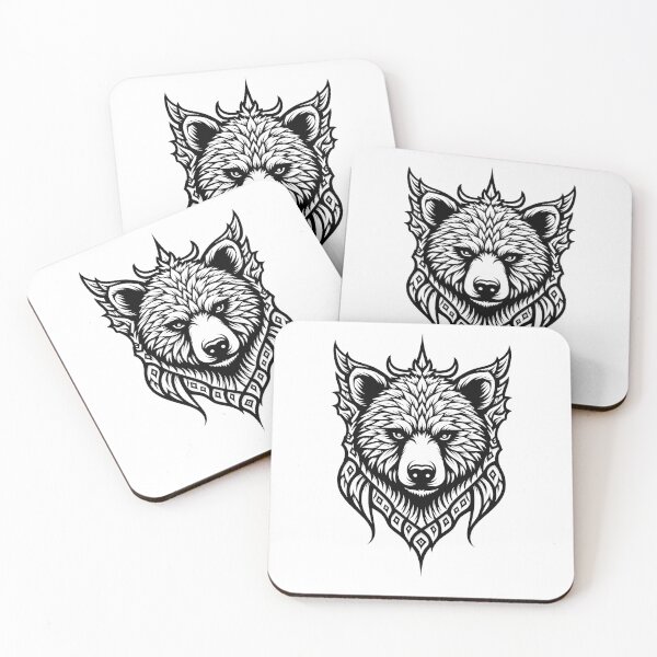 Item preview, Bold Tribal Bear Head Line Art - Geometric Ornamentation designed and sold by Qubivibe.