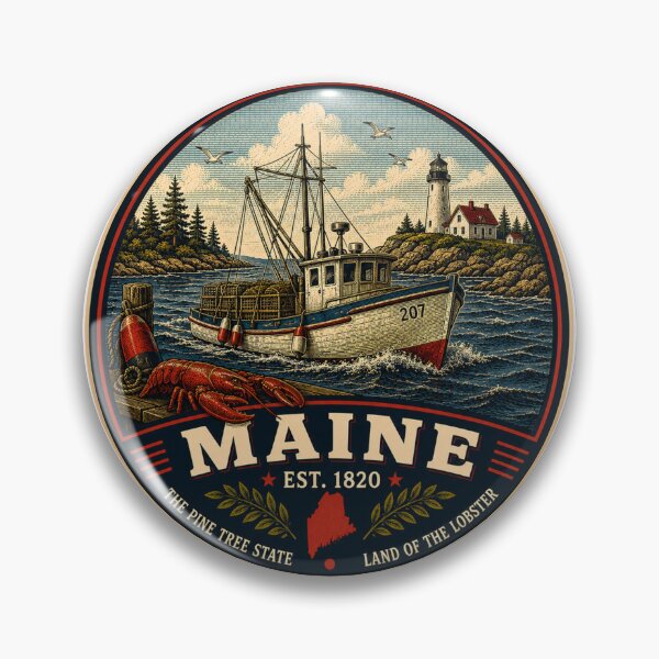 Item preview, Maine Retro State Badge – Vintage Travel Graphic designed and sold by Mac Sketches.