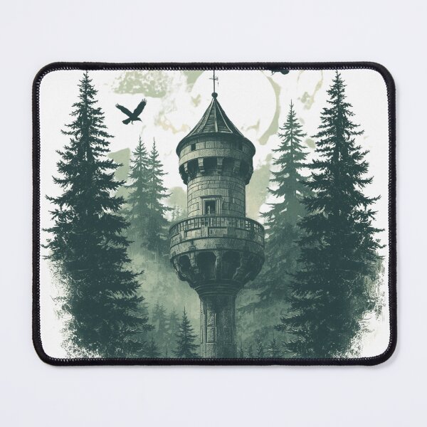 Item preview, Vintage Forest Watchtower T-Shirt | Moonlit Pine Forest Retro Gothic Graphic | Dark Woodland Adventure Design designed and sold by Vvmd.