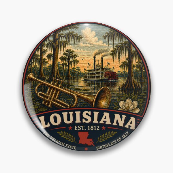 Item preview, Louisiana Retro State Badge – Vintage Travel Graphic designed and sold by Mac Sketches.