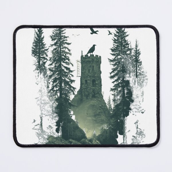 Item preview, Haunted Forest Tower T-Shirt | Vintage Gothic Woodland Castle Graphic | Dark Fantasy Pine Forest Design designed and sold by Vvmd.