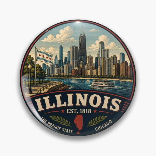 Item preview, Illinois Retro State Badge – Vintage Travel Graphic designed and sold by Mac Sketches.
