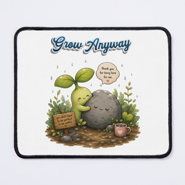 Item preview, Grow Anyway Cute Sprout Hugging Rock Mental Health Art designed and sold by Miheerala.