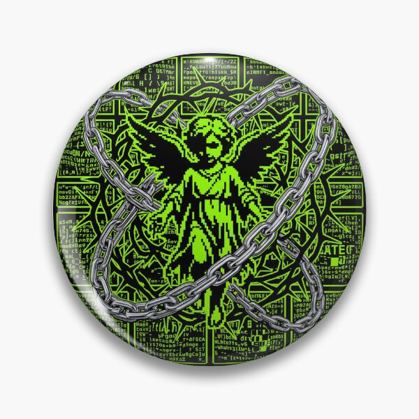 Item preview, Pixel Goth Cherub Liquid Chrome - Super Chaotic Gen Z Art designed and sold by krish-prints.