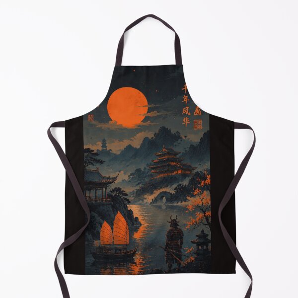 Item preview, Ancient China Legend Under the Red Moon – Epic Eastern Ink Landscape designed and sold by TialCorner.