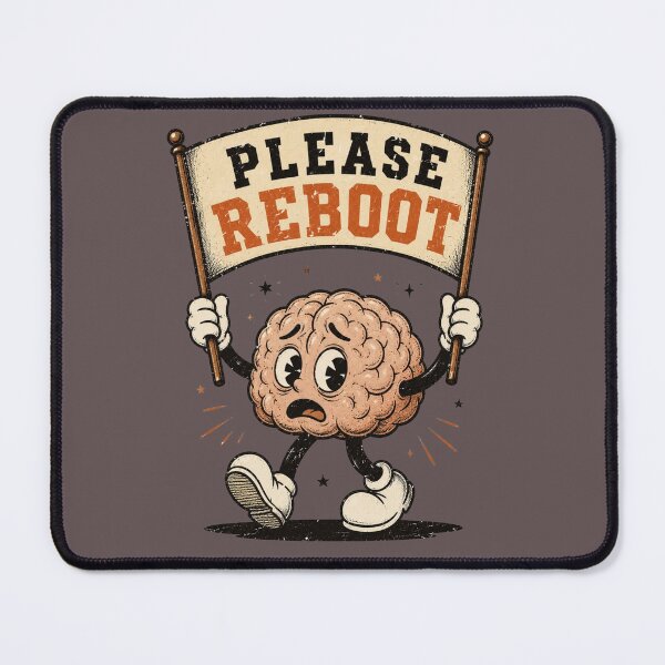 Item preview, Vintage Mascot Brain Please Reboot Retro Cartoon designed and sold by Neuro Muse Studio.