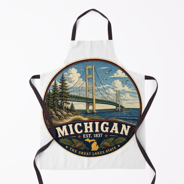 Item preview, Michigan Retro State Badge – Vintage Travel Graphic designed and sold by Mac Sketches.
