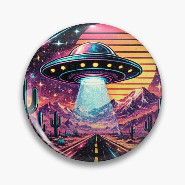 Item preview, UFO Alien Desert Synthwave - Neon Retro Sci-Fi designed and sold by irfanshikh.