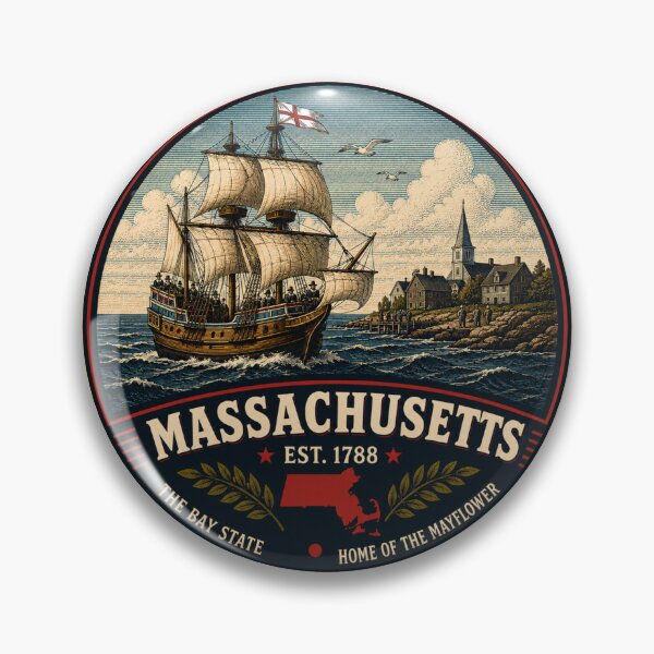 Item preview, Massachusetts Retro State Badge – Vintage Travel Graphic designed and sold by Mac Sketches.