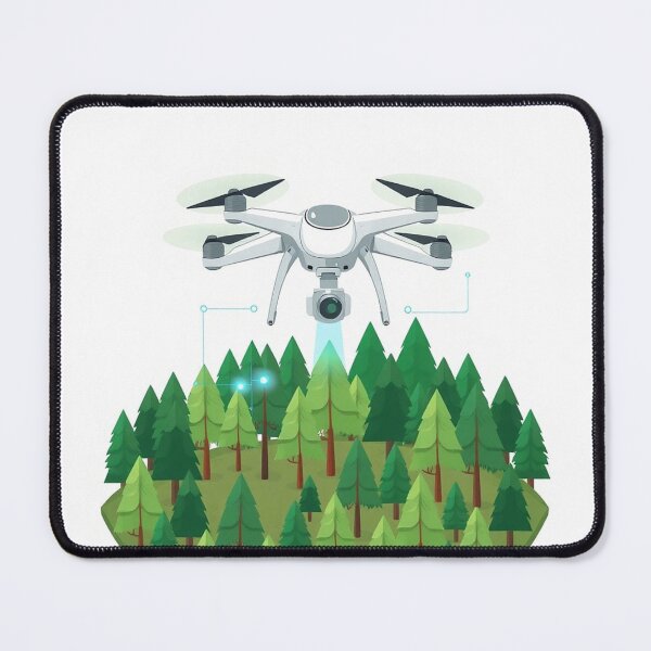 Item preview, Eco Drone Hovering Over Lush Forest Art designed and sold by IntelliMindDesigns.