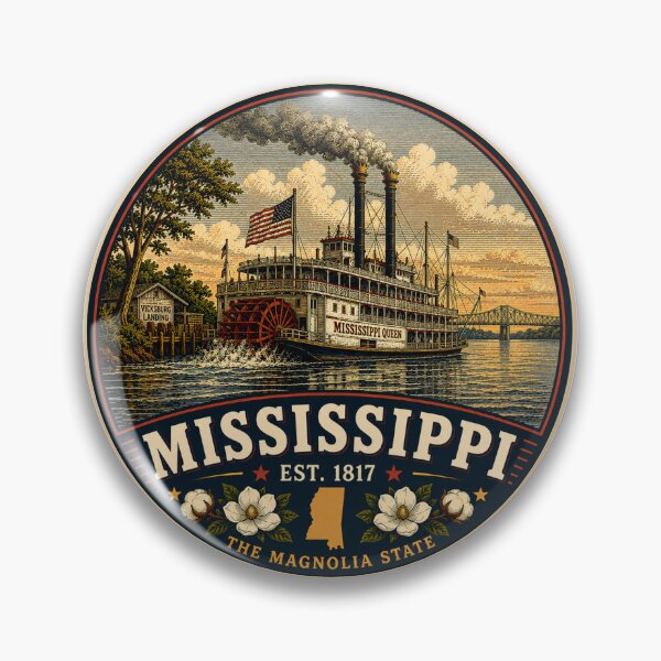 Item preview, Mississippi Retro State Badge – Vintage Travel Graphic designed and sold by Mac Sketches.