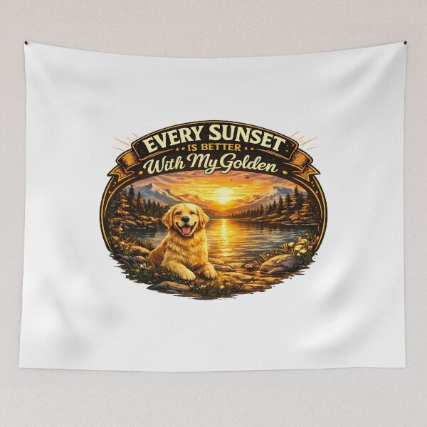 Item preview, Every Sunset Is Better With My Golden Retriever Badge designed and sold by Sahil Randhawa.
