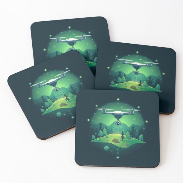 Item preview, Glowing Drone Over Mystical Green Landscape designed and sold by IntelliMindDesigns.