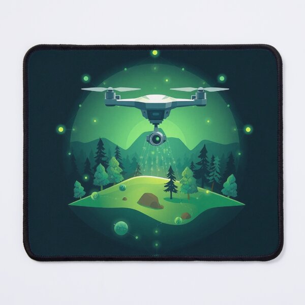 Item preview, Glowing Drone Over Mystical Green Landscape designed and sold by IntelliMindDesigns.