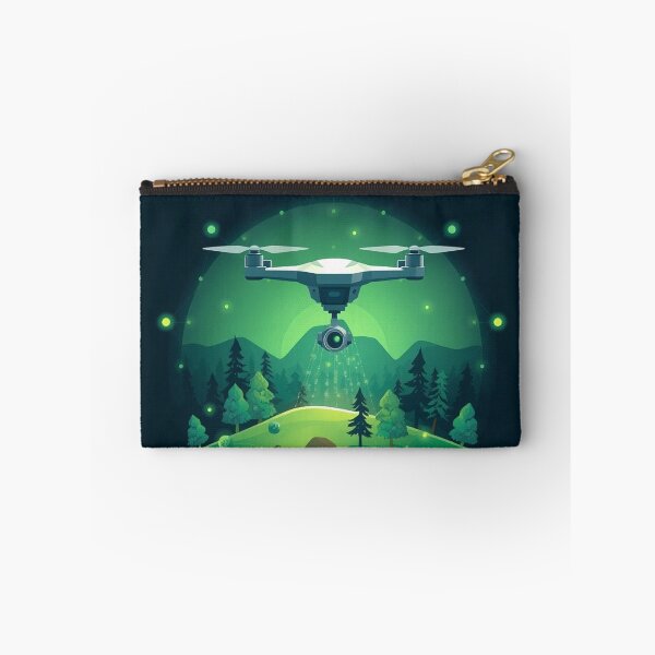 Item preview, Glowing Drone Over Mystical Green Landscape designed and sold by IntelliMindDesigns.