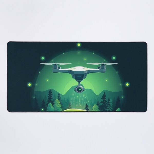 Item preview, Glowing Drone Over Mystical Green Landscape designed and sold by IntelliMindDesigns.