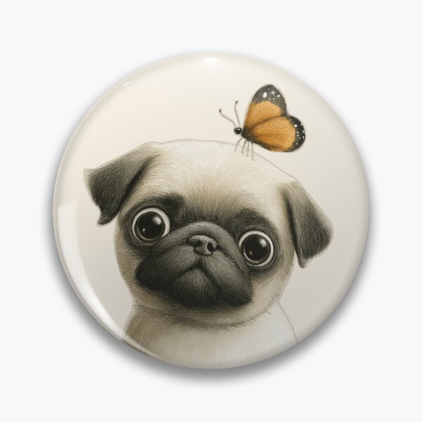Item preview, Pug with butterfly designed and sold by Fran Fryberg.