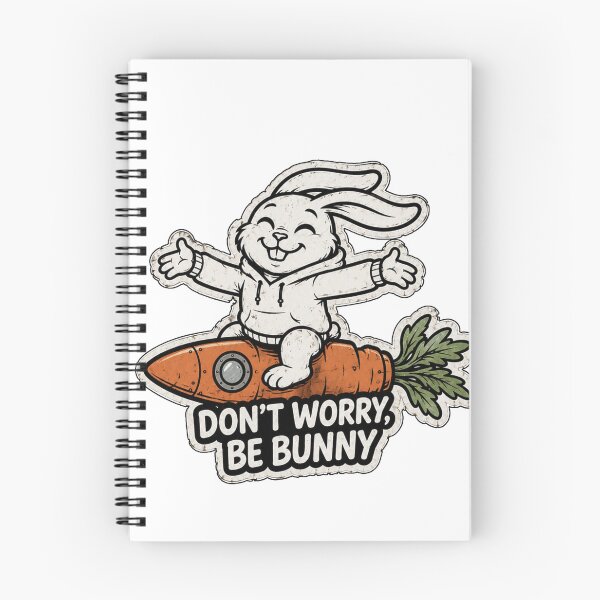 Item preview, Don't Worry, Be Bunny – Cute Bunny Surfing Carrot | Funny Rabbit Sticker, T-Shirt & Hoodie designed and sold by bunnymode.