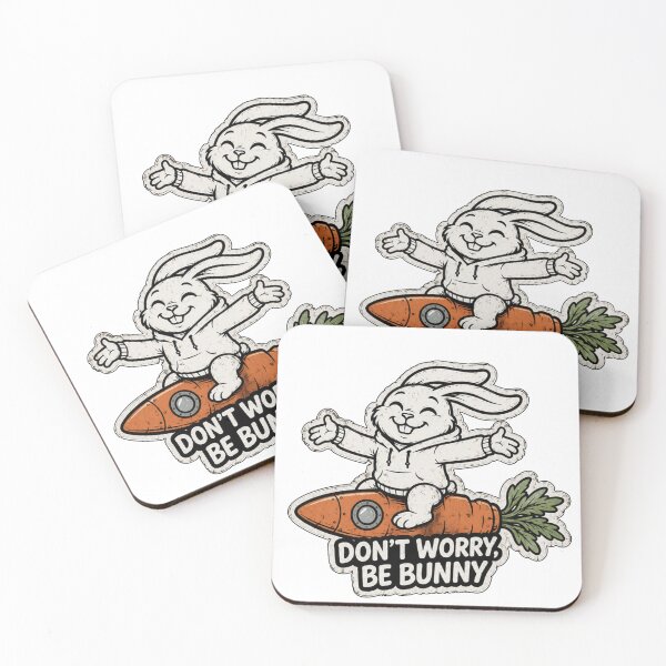 Item preview, Don't Worry, Be Bunny – Cute Bunny Surfing Carrot | Funny Rabbit Sticker, T-Shirt & Hoodie designed and sold by bunnymode.