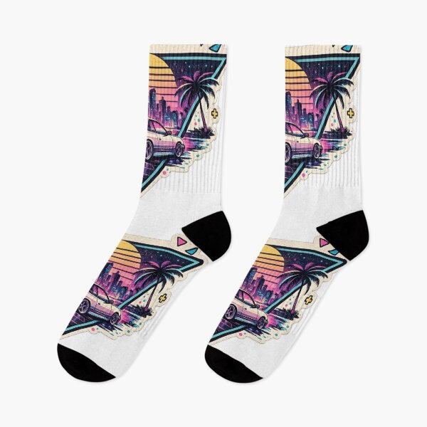 Item preview, Neon Synthwave Car City Skyline - Retro 80s Vaporwave art designed and sold by irfanshikh.
