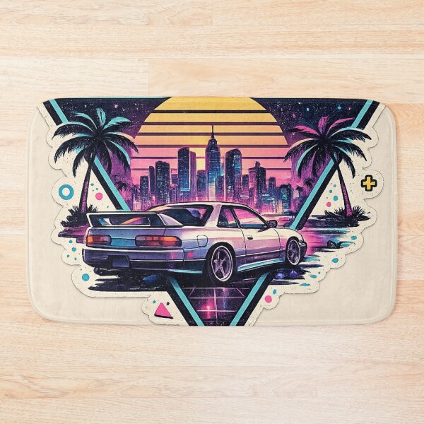 Item preview, Neon Synthwave Car City Skyline - Retro 80s Vaporwave art designed and sold by irfanshikh.
