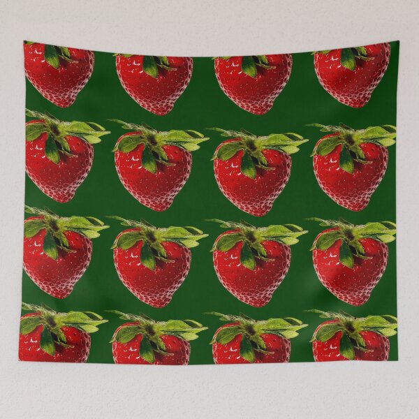 Item preview, Strawberry on green background  designed and sold by happytraveller1.