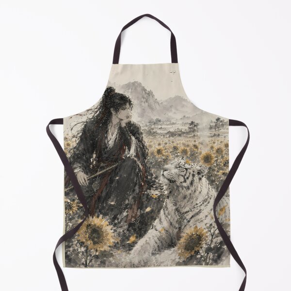 Item preview, White Tiger & Wuxia Swordsman | Sunflower Ink Wash Art designed and sold by ManJiangHong.