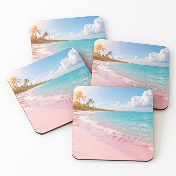 Item preview, Pink Sand Beach Paradise - Tropical Palm Trees Turquoise Ocean Waves Aesthetic designed and sold by Ideeplyfeltit.