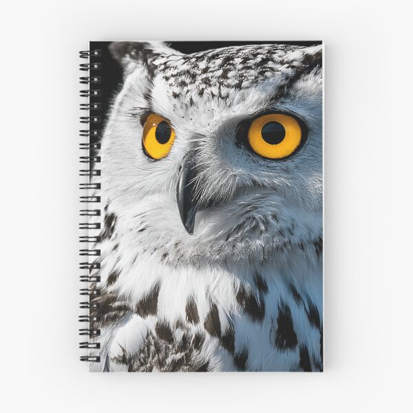 Item preview, Snowy Owl Glowing Yellow Eyes Dark Background Portrait designed and sold by UhuCriei .