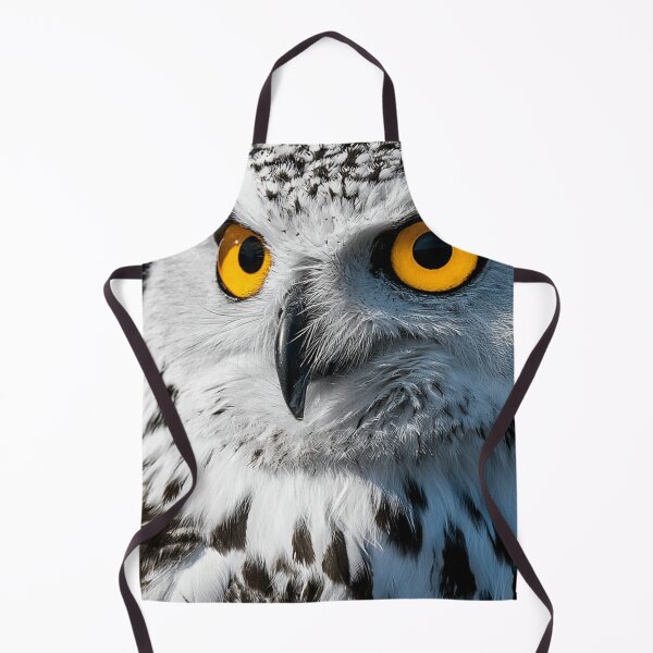 Item preview, Snowy Owl Glowing Yellow Eyes Dark Background Portrait designed and sold by UhuCriei .
