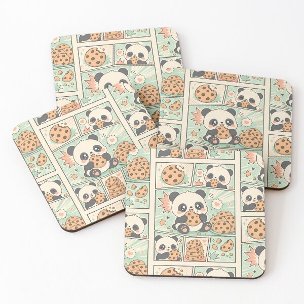 Item preview, Kawaii Panda Cookie Comic Panels designed and sold by Gift Phrase Studio.