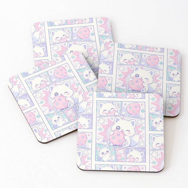 Item preview, Kawaii Arctic Fox Cotton Candy Comic Panels designed and sold by Magmashup.