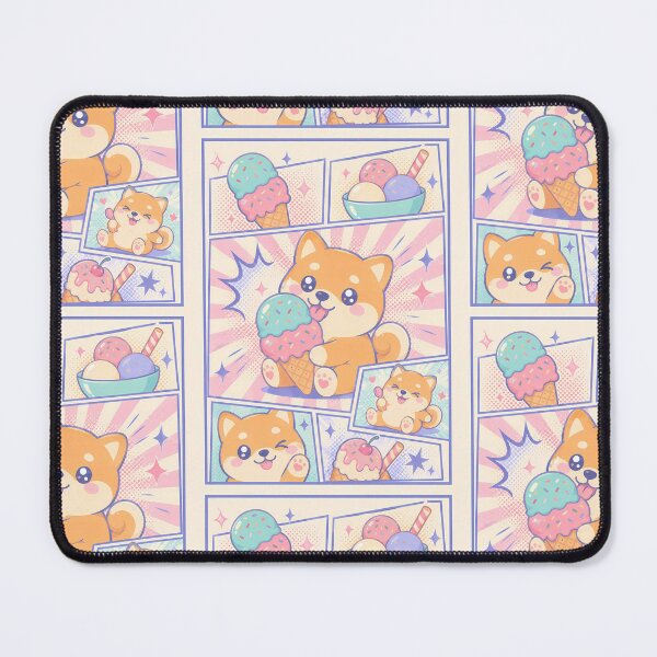 Item preview, Kawaii Shiba Ice Cream Comic Panels designed and sold by Gift Phrase Studio.
