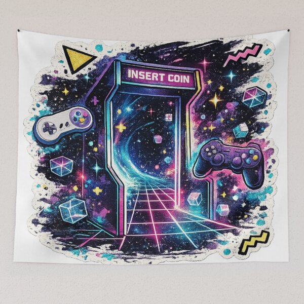 Item preview, Neon Arcade Machine Insert Coin - Synthwave Gaming design  designed and sold by irfanshikh.