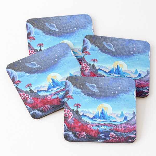 Item preview, Vedonia Prime - Sci-fi Fantasy Landscape Painting - Blues and Reds designed and sold by DreamTrek.