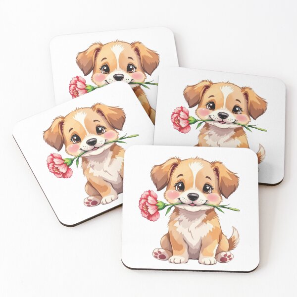 Item preview, Cute puppy with a Carnation . designed and sold by TenderSoar.