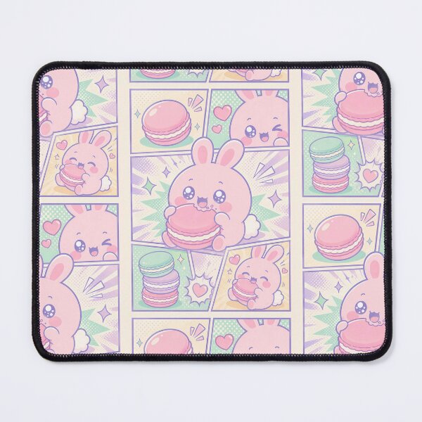 Item preview, Kawaii Pink Bunny Macaron Comic Panels designed and sold by Magmashup.
