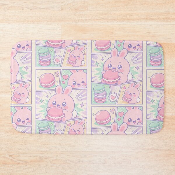 Item preview, Kawaii Pink Bunny Macaron Comic Panels designed and sold by Magmashup.