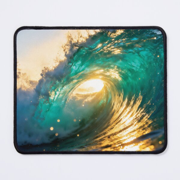 Item preview, Golden Ocean Wave Barrel - Sunlit Surfing Wave Aesthetic Photo designed and sold by Dezinix.