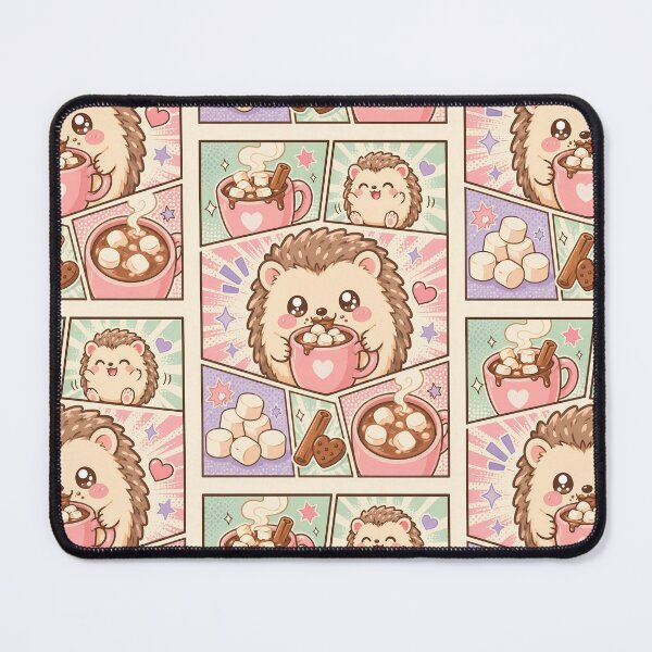 Item preview, Kawaii Hedgehog Hot Chocolate Comic Panels designed and sold by Gift Phrase Studio.