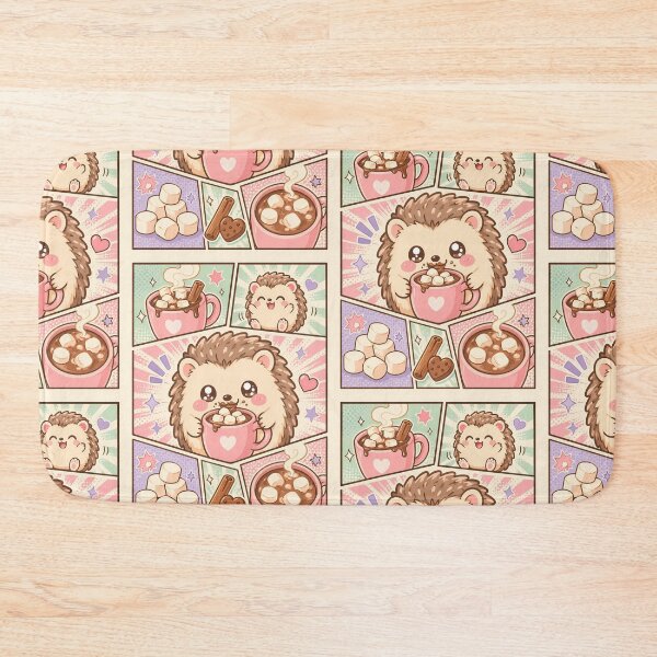 Item preview, Kawaii Hedgehog Hot Chocolate Comic Panels designed and sold by Gift Phrase Studio.