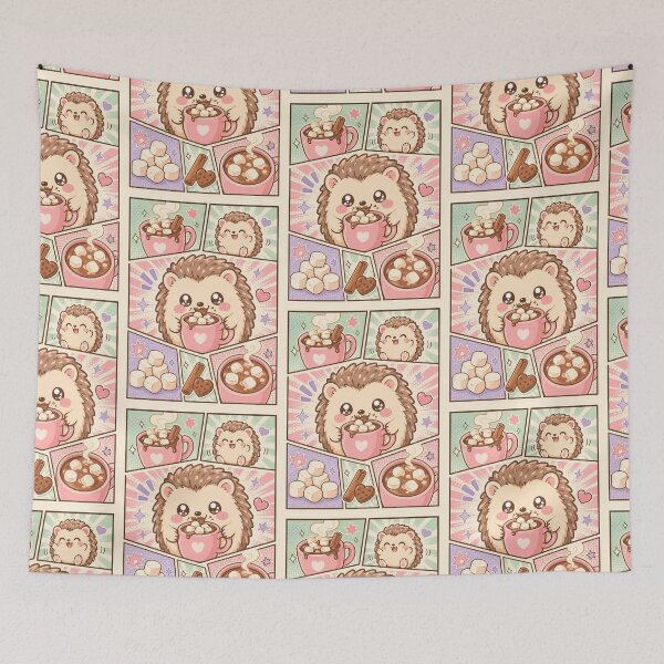 Item preview, Kawaii Hedgehog Hot Chocolate Comic Panels designed and sold by Magmashup.