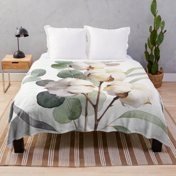 Item preview, Minimalist Cotton and Eucalyptus Bouquet Watercolor - Elegant Japandi Botanical Wall Art designed and sold by sana designer.