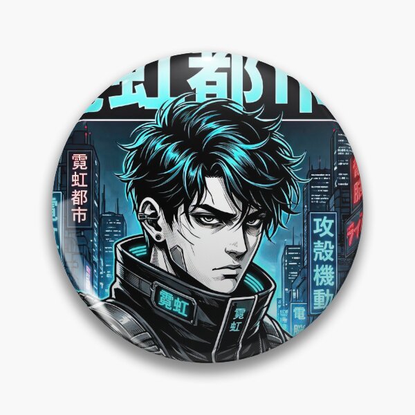 Item preview, Cyberpunk Dystopia Anime Boy Neon City Streetwear designed and sold by DigitalArtx-com.