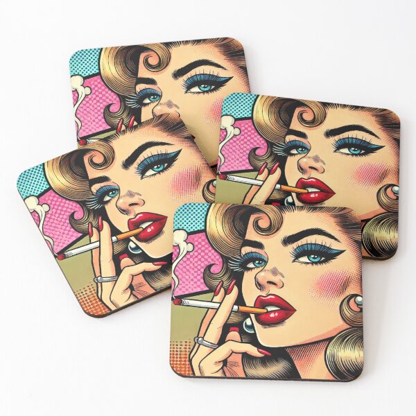 Item preview, Retro Glam Pop Art Pin up Smoking Cigarette  designed and sold by GildedStraw.