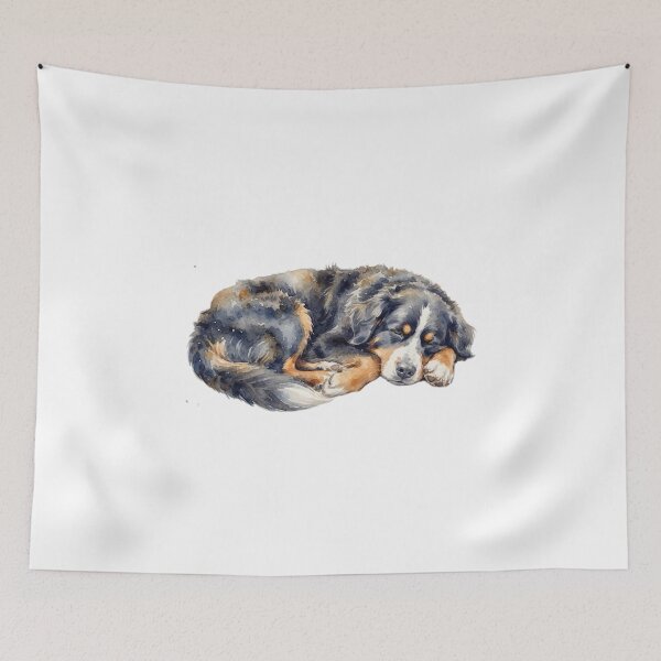 Item preview, Watercolor Bernese mountain goat sleeping designed and sold by TheMagicIcon.