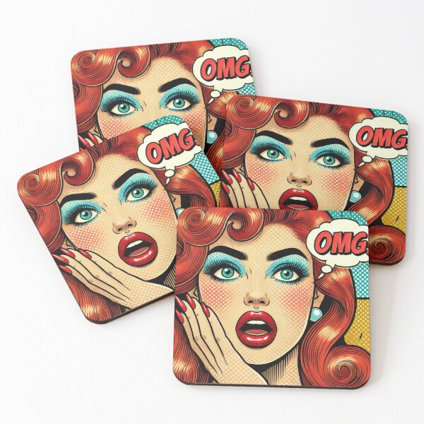 Item preview, Retro Glam Pop Art Surprised Redhead Pin Up designed and sold by GildedStraw.