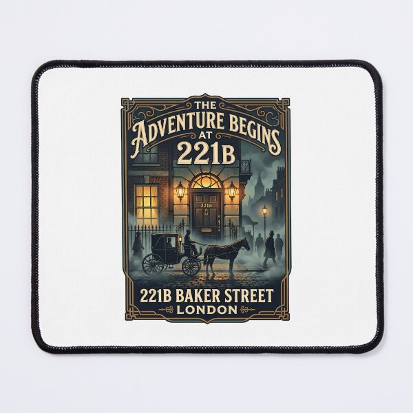 Item preview, The Adventure Begins at 221B Baker Street London Sherlock Holmes Poster designed and sold by Fenay Designs.